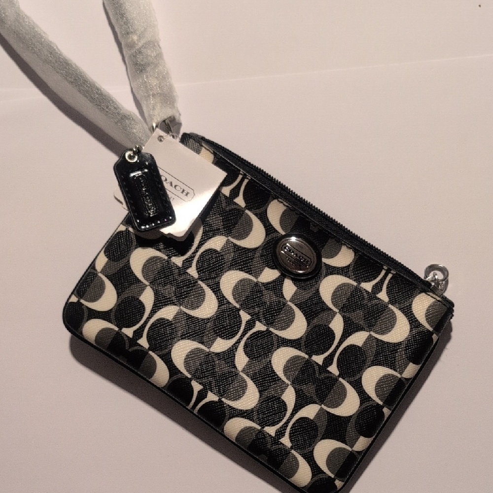 Coach Black & White Signature Wristlet